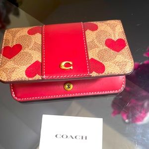 Slim Card Case In Signature Canvas With Heart Print never used